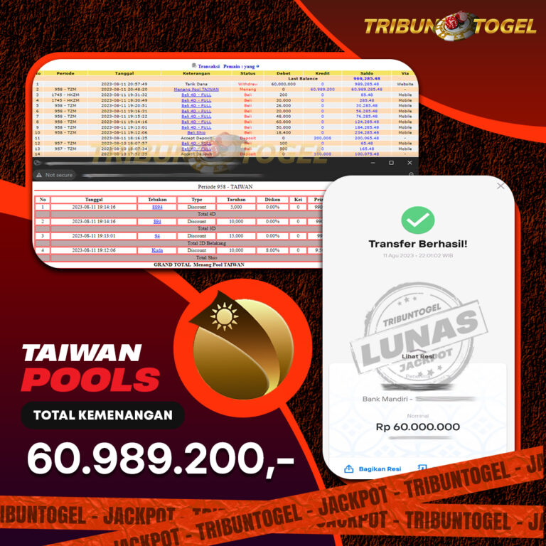 BUKTI PEMBAYARAN TAIWAN TRIBUNTOGEL