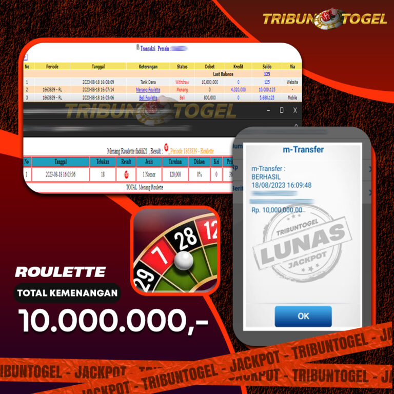 BUKTI PEMBAYARAN ROULETTE TRIBUNTOGEL