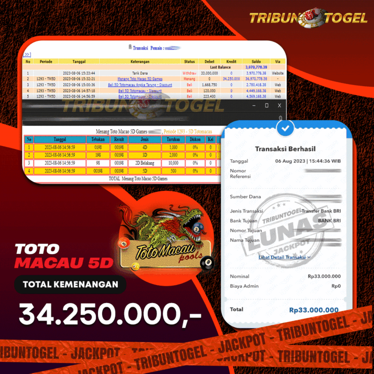 BUKTI PEMBAYARAN TOTOMACAU5D TRIBUNTOGEL
