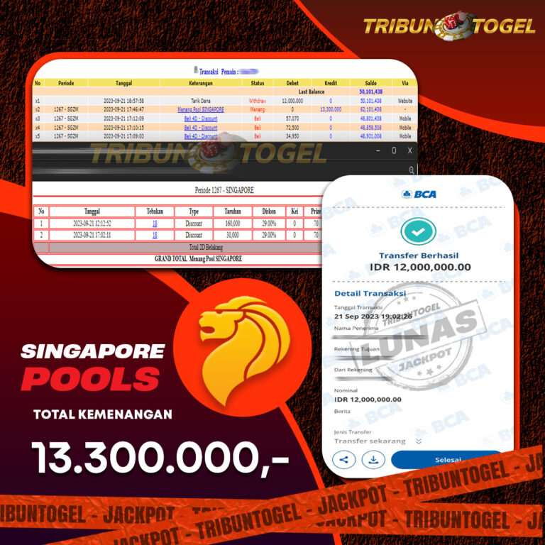 BUKTI PEMBAYARAN SINGAPORE TRIBUNTOGEL