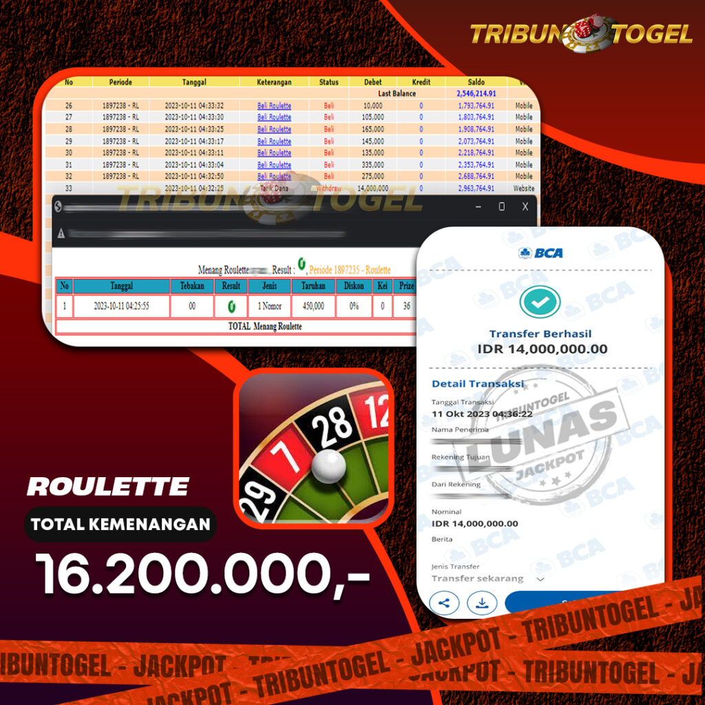 BUKTI PEMBAYARAN ROULETTE TRIBUNTOGEL