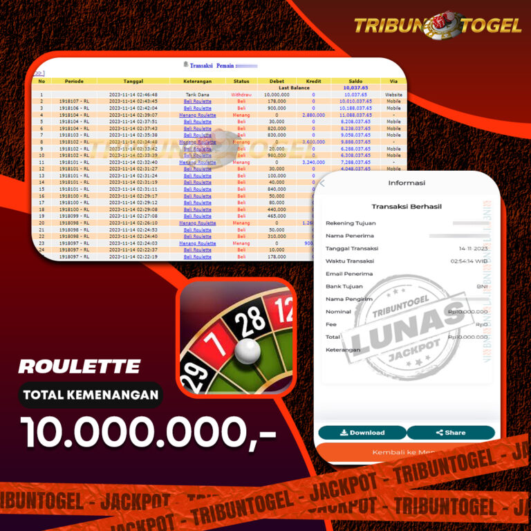 BUKTI PEMBAYARAN ROULETTE TRIBUNTOGEL