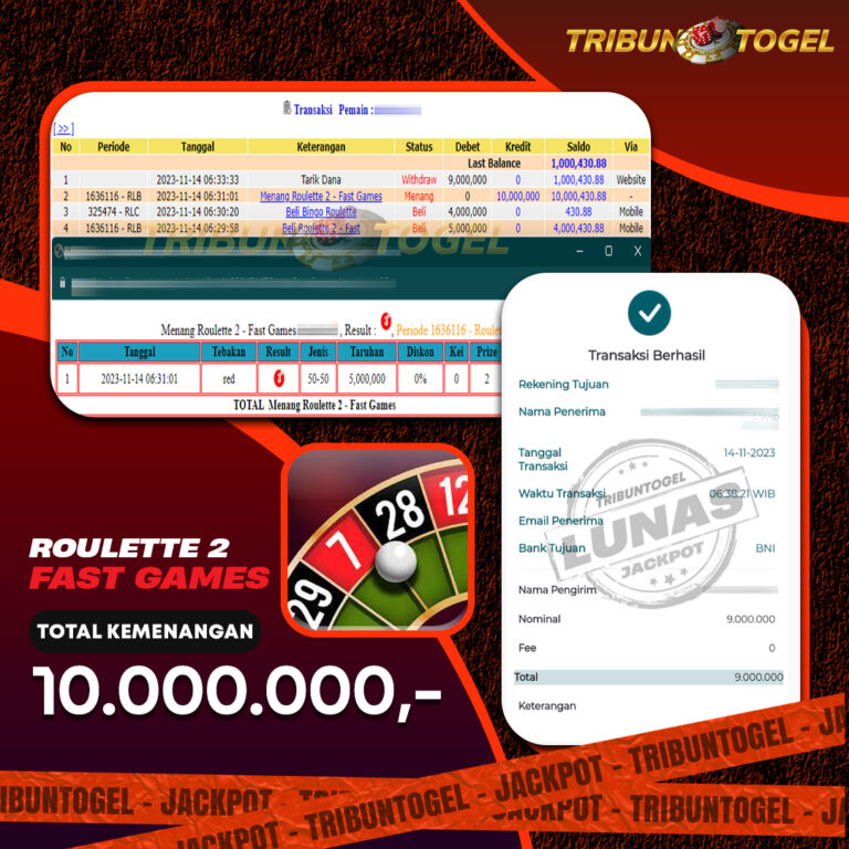 BUKTI PEMBAYARAN ROULETTE 2 TRIBUNTOGEL