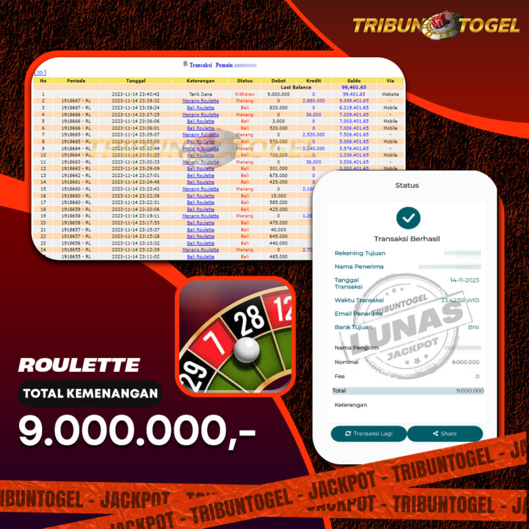 BUKTI PEMBAYARAN ROULETTE TRIBUNTOGEL