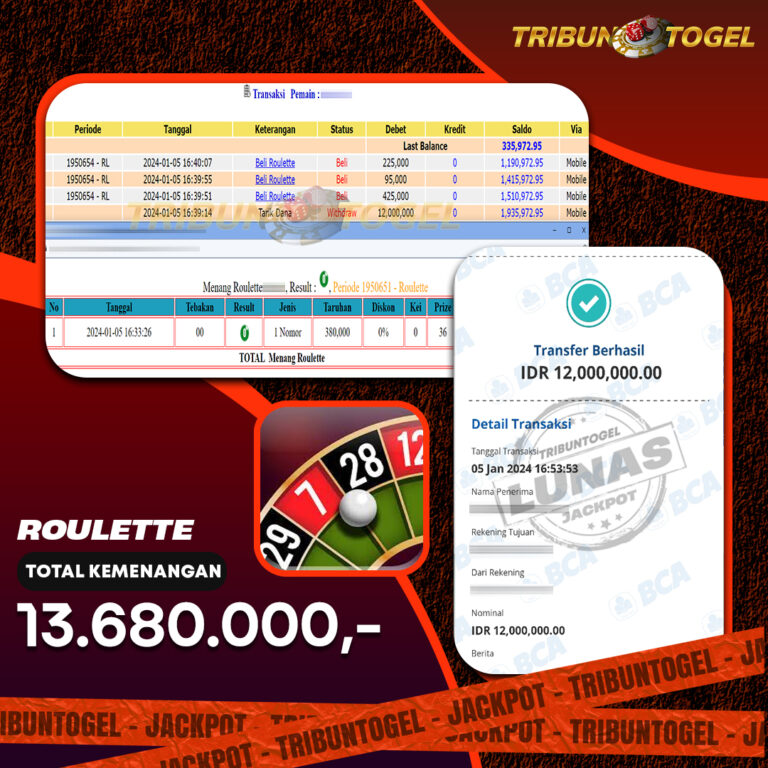 BUKTI PEMBAYARAN ROULETTE TRIBUNTOGEL